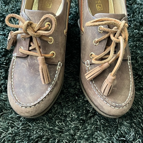 Sperry brown leather wedges - boat shoe style - Picture 9 of 12